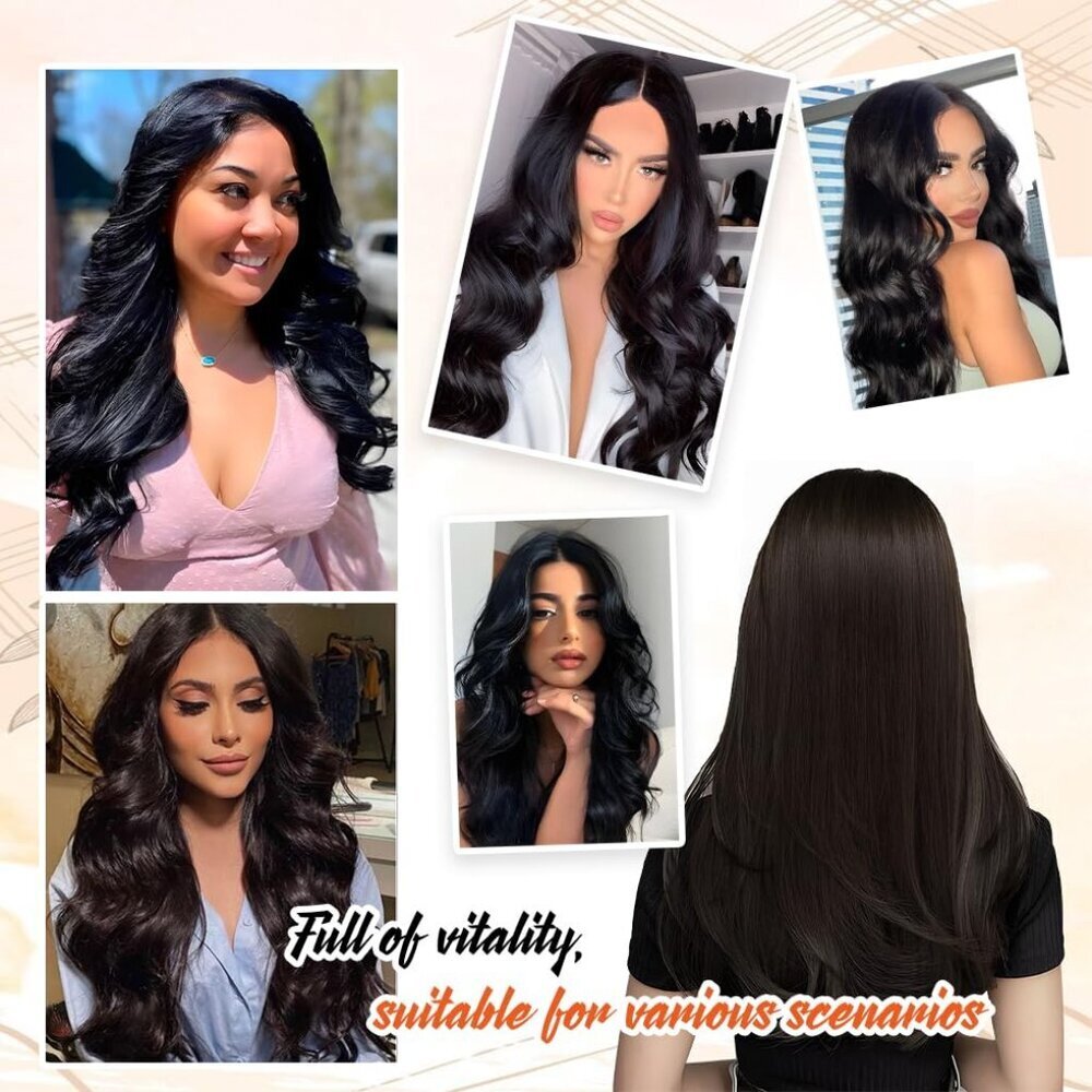 Hair Extensions Human Hair 14 Inch Natural Black Clip-Ins 70G Long Straight - Picture 6 of 6